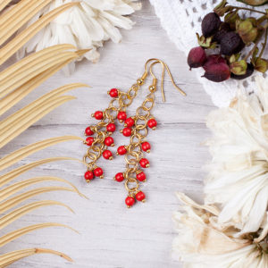 Купить Длинные серьги с кораллом