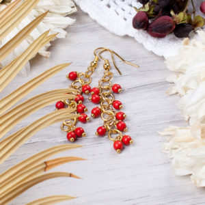 Купить Длинные серьги с кораллом