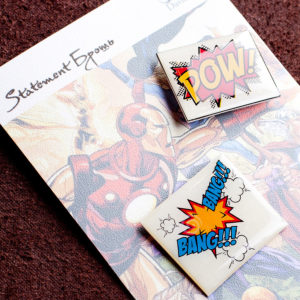Купить Комплект из 2 брошей в стиле Комикс арт "Надписи "Bang Bang" и "Pow"