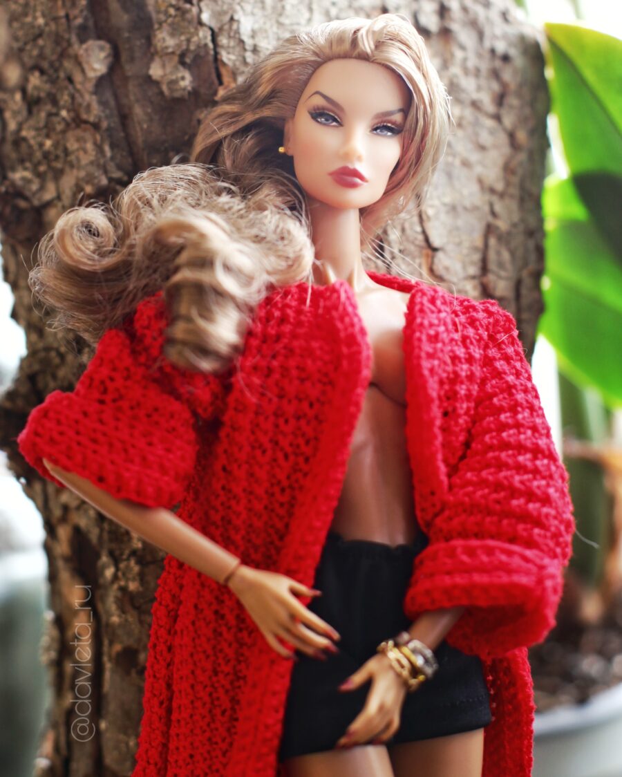 Cappotto rosso per bambole scala 1/6 Barbie, Integrity toys, Fashion Royalty etc